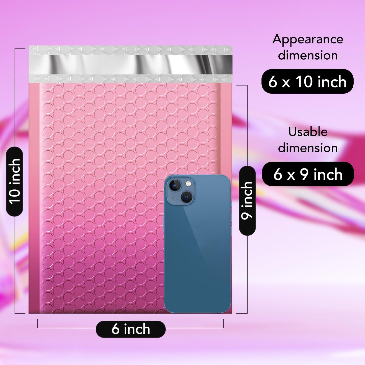 6x10" Pink Bubble Mailers (100 pack)