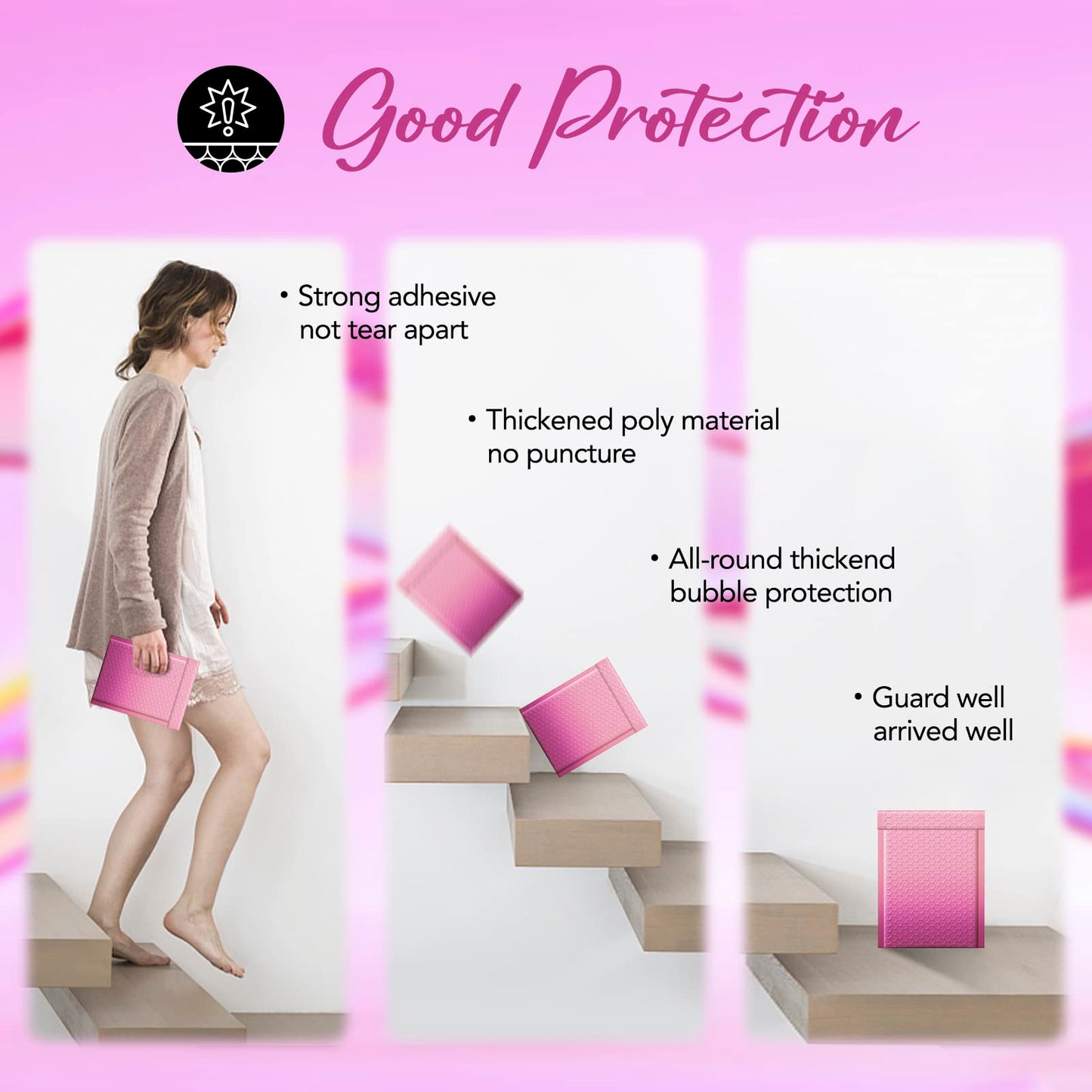 6x10" Pink Bubble Mailers (100 pack)