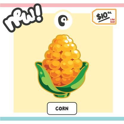 Corn on the cob illustration on yellow background with promotional text