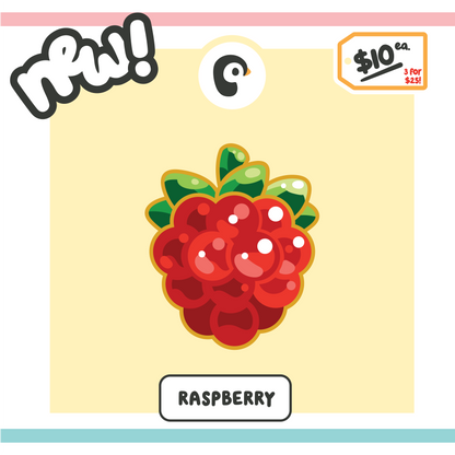 Raspberry illustration on yellow background with promotional text